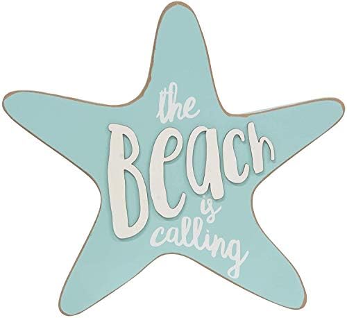 מבצעים שמחים ~ החוף קורא שלט כוכבי ים מעץ | 11.5 אינץ '| סימן מבטא של קישוט זר | עיצוב אוקיינוס ​​ימי